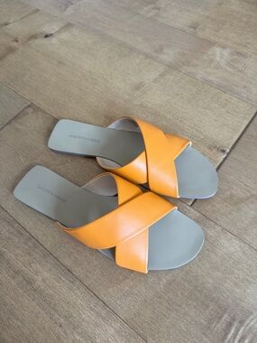 Saks Fifth Avenue Women's Bright Orange Crisscross Slide Sandals